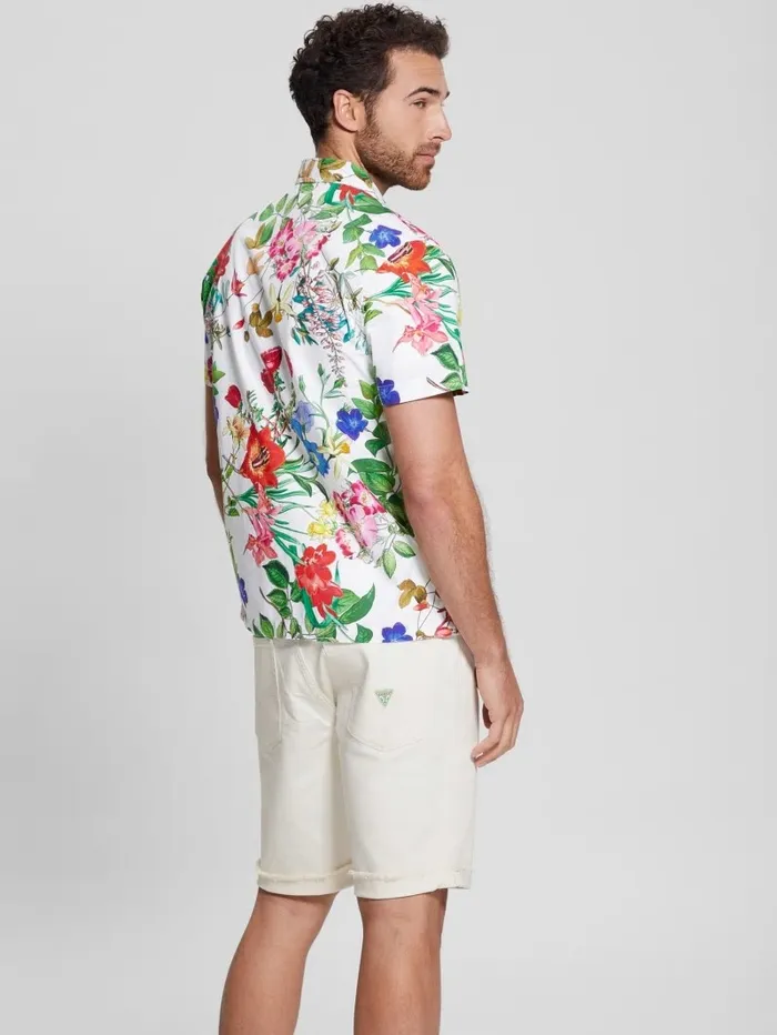 GUESS Laguna Floral Shirt Graphic Floral Salt White Men Shirts GUESS Laguna Floral Shirt Graphic Floral Salt White Men Shirts