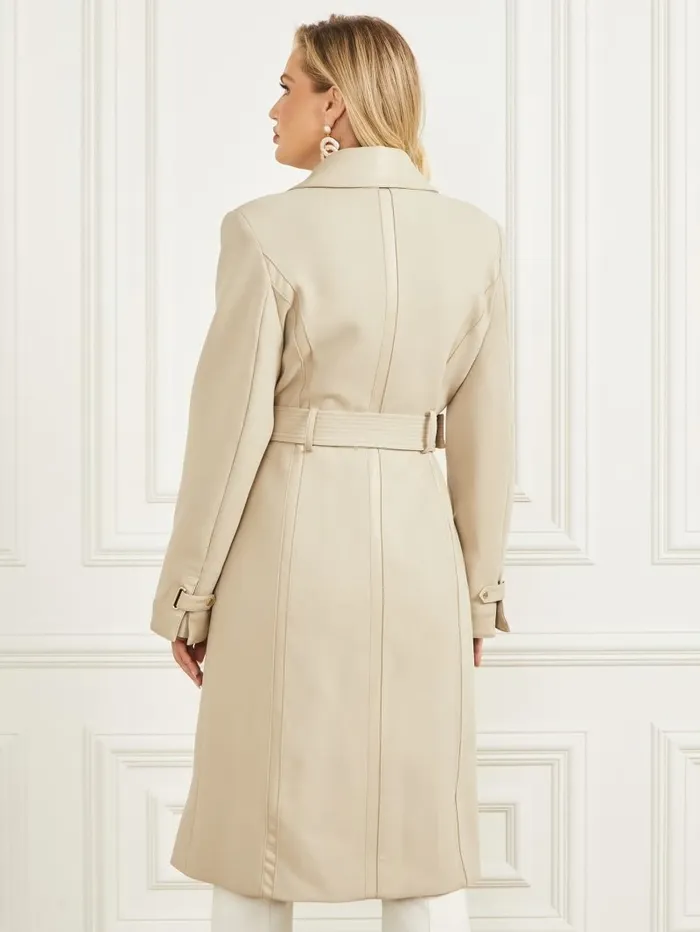 GUESS Maddy Trench Coat Natural Siena Multi Women Jackets and Coats GUESS Maddy Trench Coat Natural Siena Multi Women Jackets and Coats