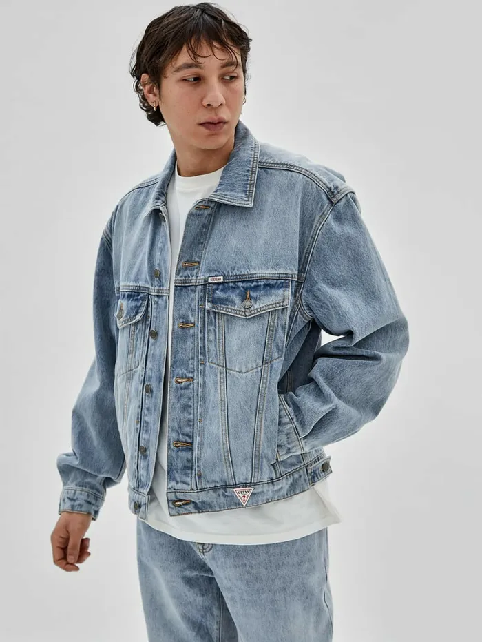 GUESS Originals Denim Kit Jacket Go Leo Lt Wash Jackets and Coats GUESS Men