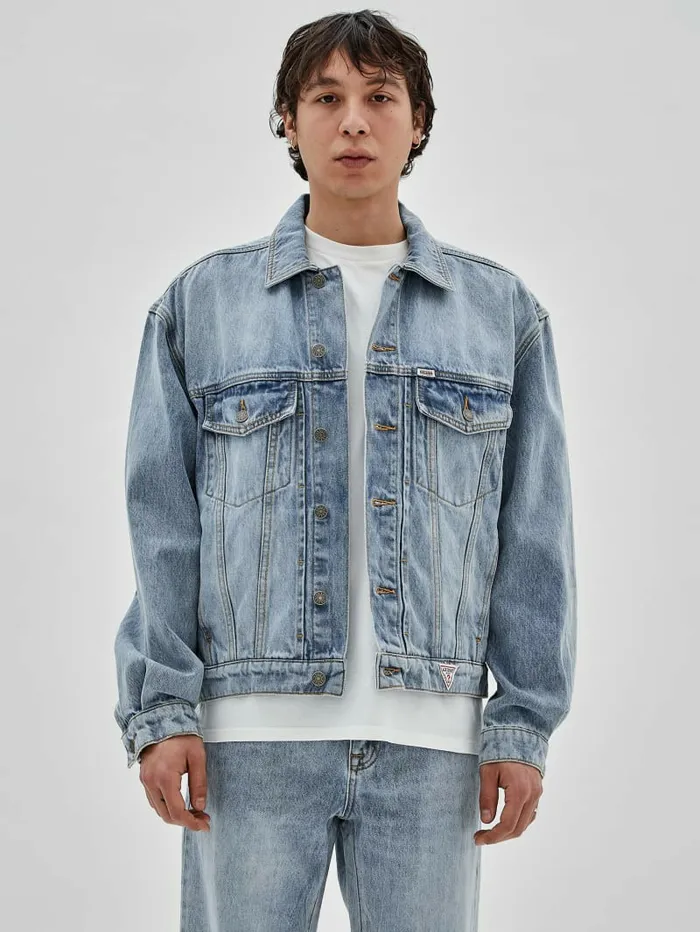 GUESS Originals Denim Kit Jacket Go Leo Lt Wash Jackets and Coats GUESS Men
