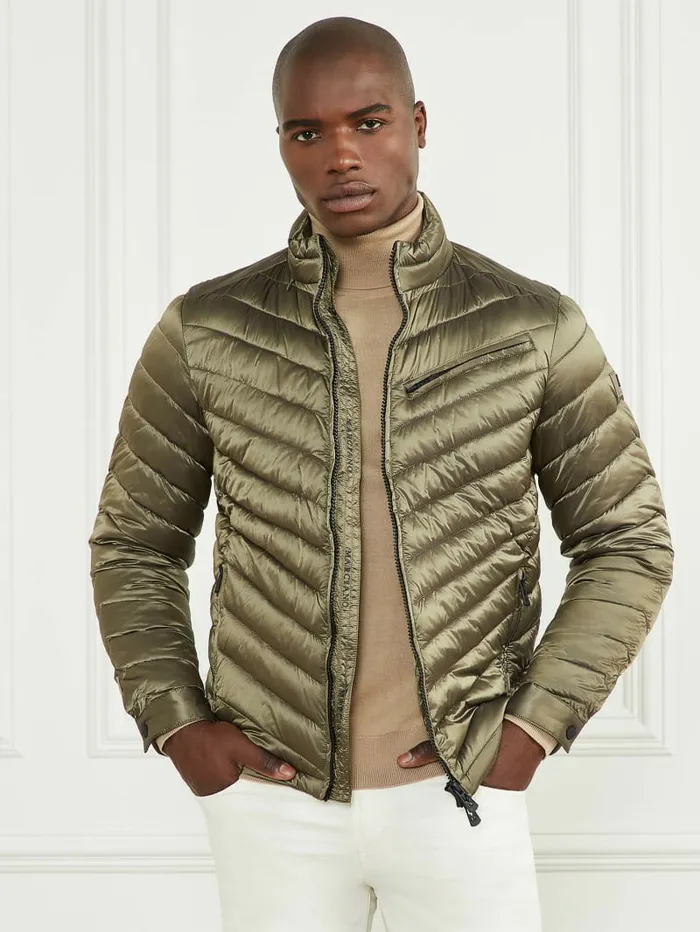 GUESS Padded Chevron Jacket Desert Green Men Jackets and Coats