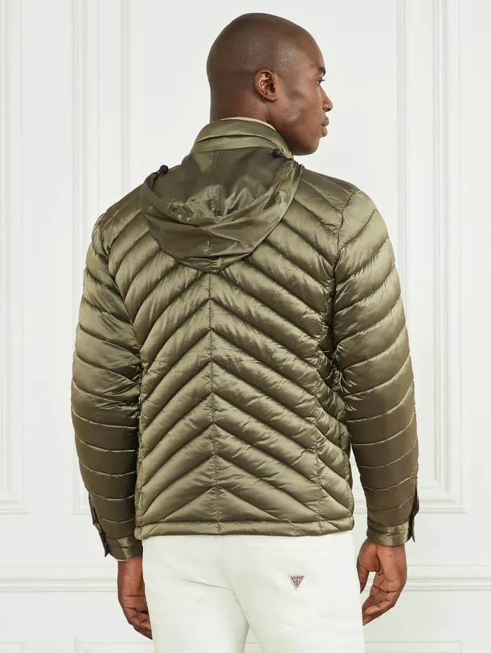 GUESS Padded Chevron Jacket Desert Green Men Jackets and Coats GUESS Padded Chevron Jacket Desert Green Men Jackets and Coats