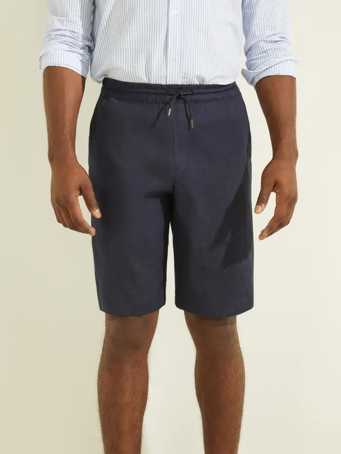 GUESS Pants and Shorts Men Bermuda Short Silk Blue