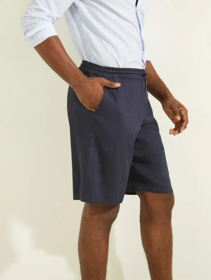 GUESS Pants and Shorts Men Bermuda Short Silk Blue