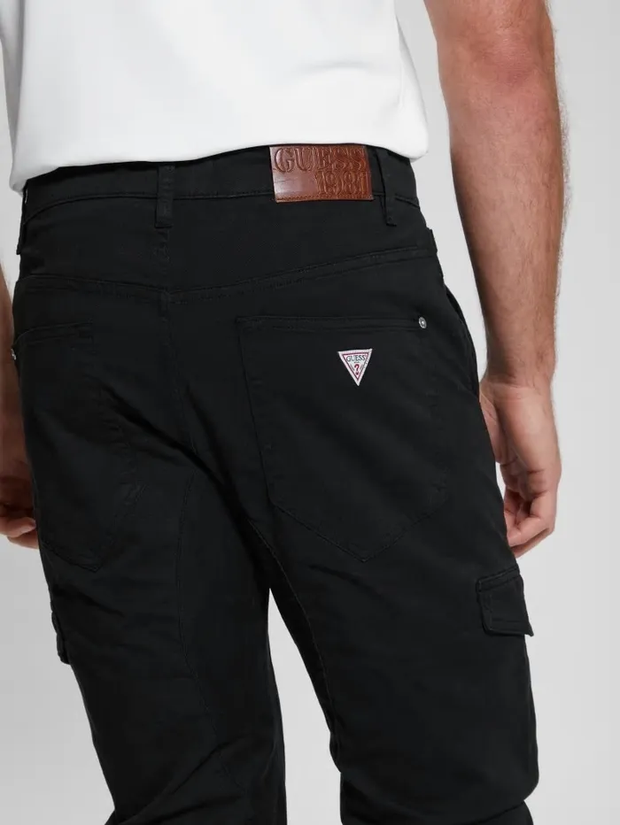 GUESS Pants and Shorts Men New Kombat Tapered Twill Pants Black GUESS Pants and Shorts Men New Kombat Tapered Twill Pants Black