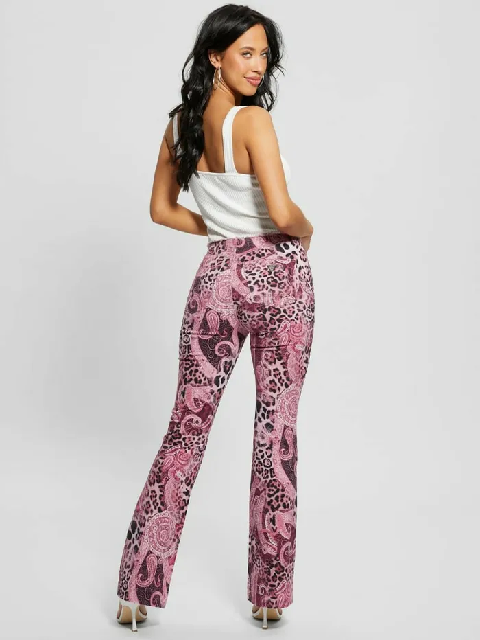 GUESS Pop 821790s FrayedWaist Flared Jeans Purple Kashmir Wash Women Bottoms GUESS Pop 821790s FrayedWaist Flared Jeans Purple Kashmir Wash Women Bottoms
