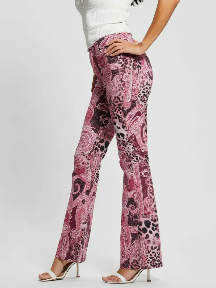GUESS Pop 821790s FrayedWaist Flared Jeans Purple Kashmir Wash Women Bottoms GUESS Pop 821790s FrayedWaist Flared Jeans Purple Kashmir Wash Women Bottoms