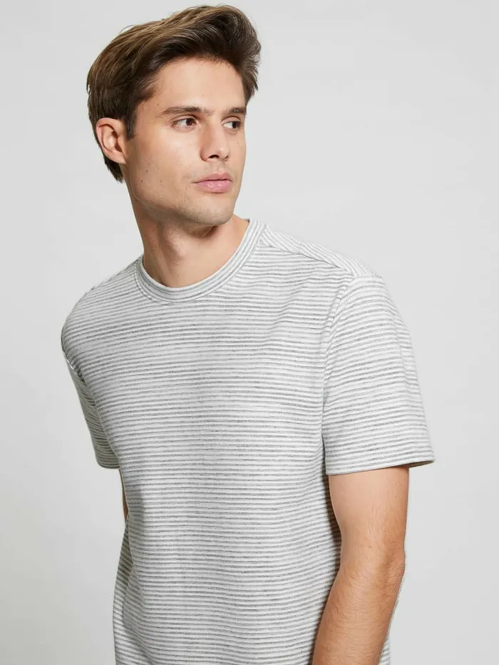 GUESS Rayburn Stripe Tee Seaside Mist Multi Men TShirts and Tanks