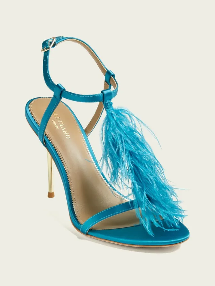 GUESS Reyon Feather Satin Heel Blue Opal Women Heels