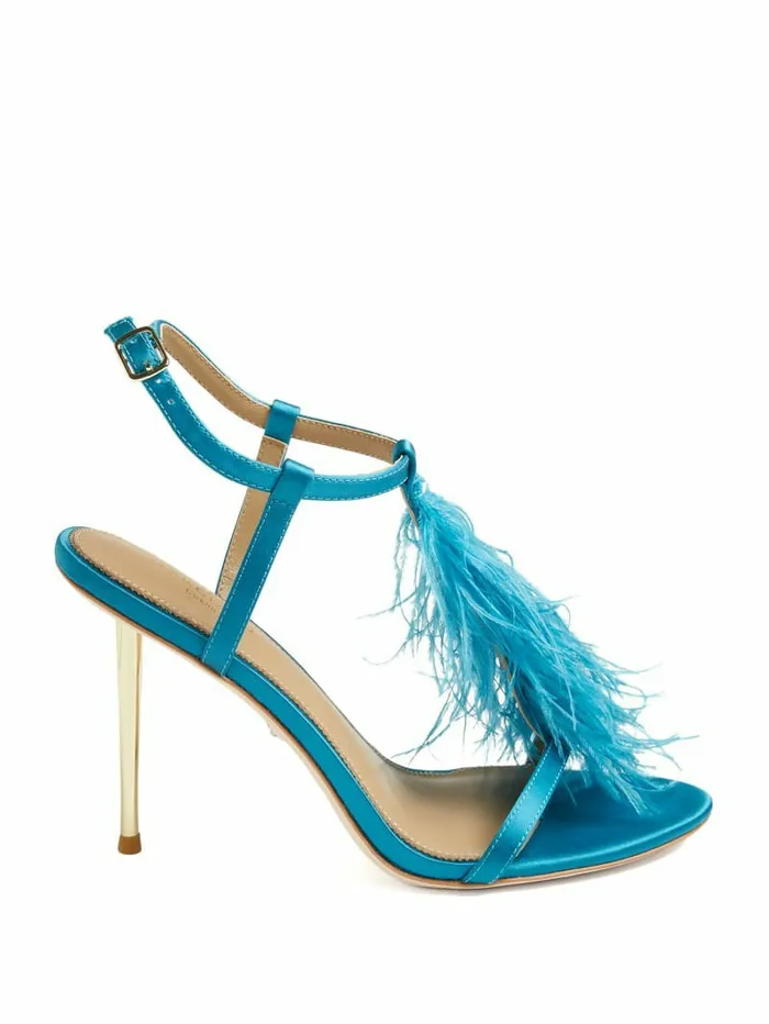 GUESS Reyon Feather Satin Heel Blue Opal Women Heels