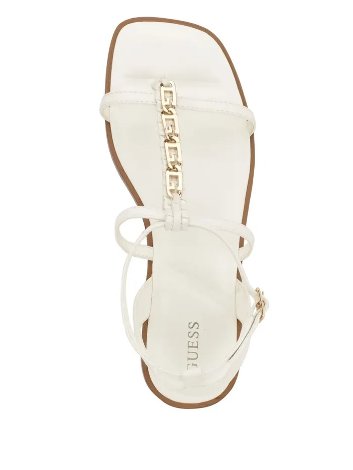 GUESS Sandals Women Raima GLink Chain Sandals Wht Floral GUESS Sandals Women Raima GLink Chain Sandals Wht Floral