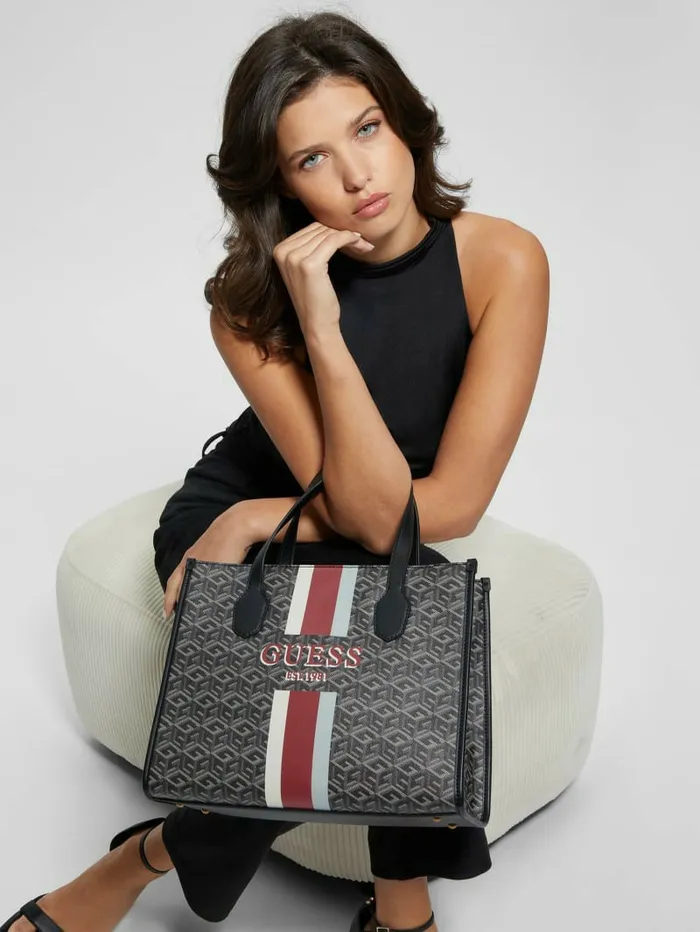 GUESS Silvana G Cube Tote Chief Green Women Handbags GUESS Silvana G Cube Tote Chief Green Women Handbags
