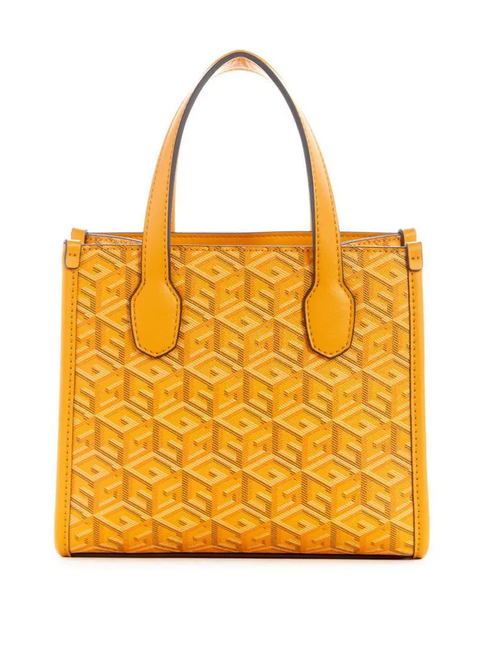 GUESS Silvana Mini Totes Yellow Logo Women Handbags GUESS Silvana Mini Totes Yellow Logo Women Handbags