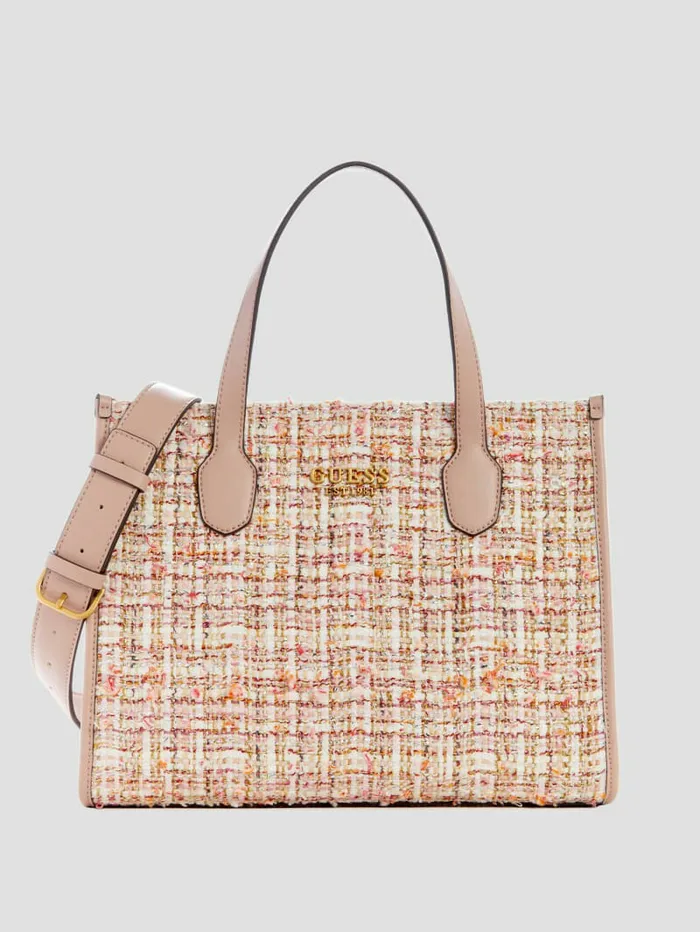 GUESS Silvana Tweed Tote Asp Green Women Handbags