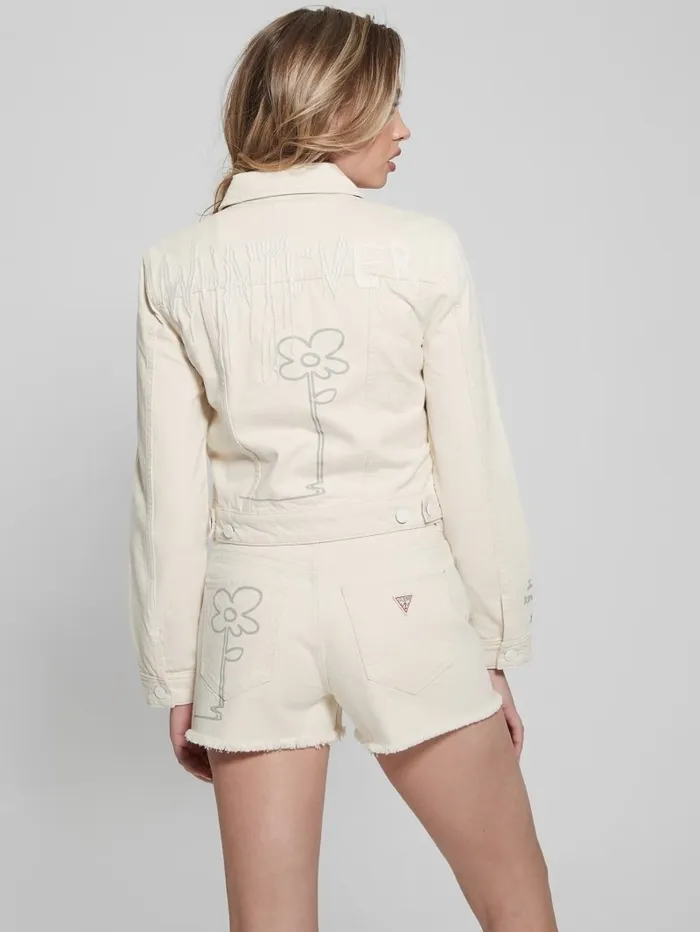 GUESS Stevie Denim Jacket Tint Yel Women Jeans and Denim