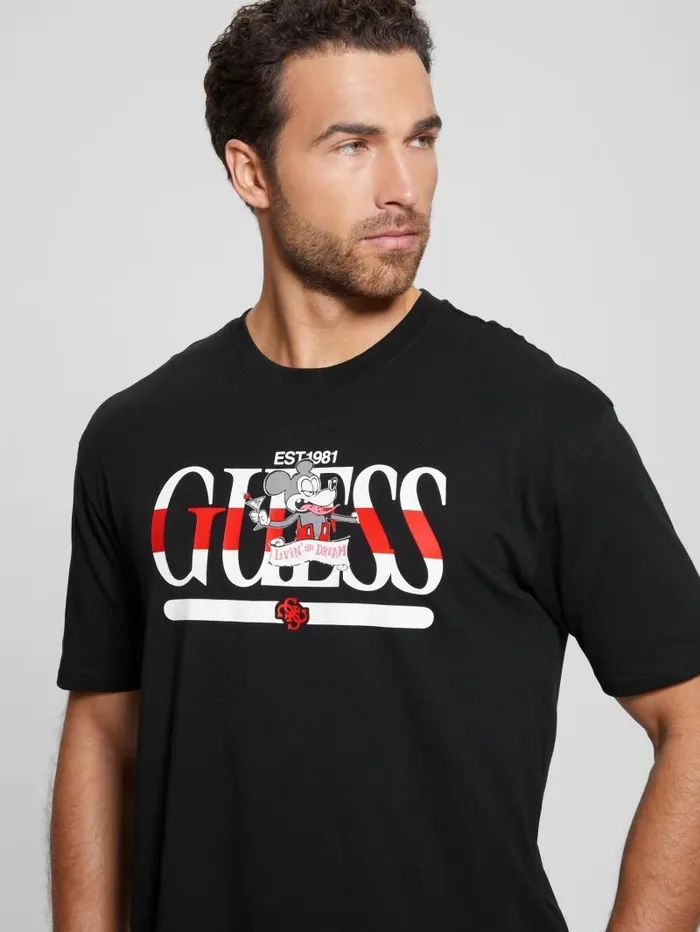 GUESS TShirts and Tanks Men Cartoon Signature Tee Black