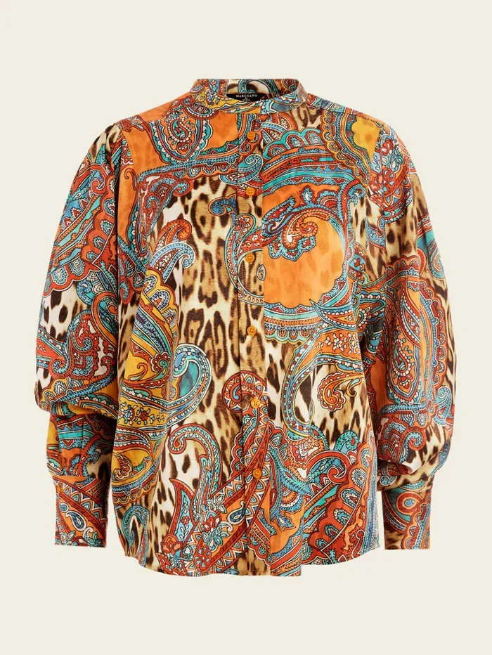 GUESS Tops Women Phoenix Rising Yvonne Blouse Phoenix Rising Print GUESS Tops Women Phoenix Rising Yvonne Blouse Phoenix Rising Print