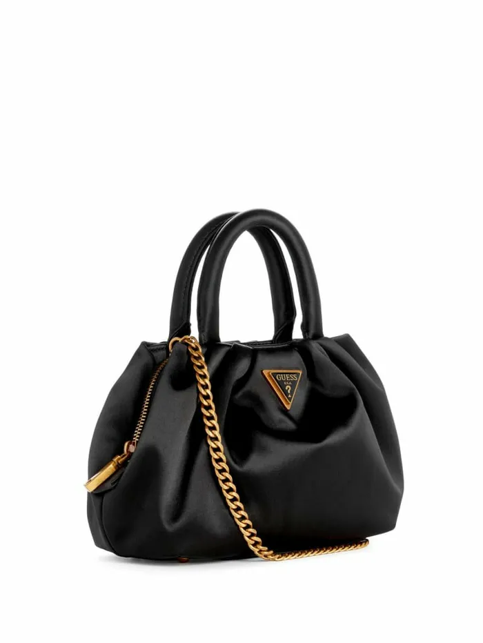 GUESS Tori Satin Mini Frame Satchel Black Women Handbags GUESS Tori Satin Mini Frame Satchel Black Women Handbags