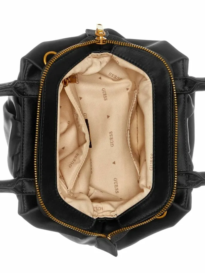 GUESS Tori Satin Mini Frame Satchel Black Women Handbags GUESS Tori Satin Mini Frame Satchel Black Women Handbags