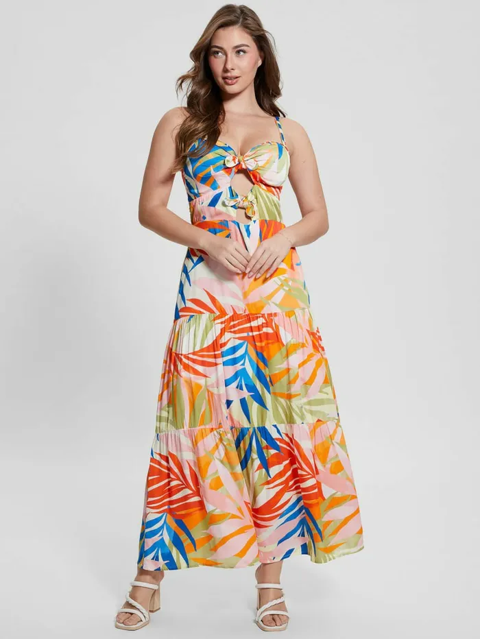 GUESS Tropical Printed Maxi Dress Havana Print Women Dresses and Jumpsuits
