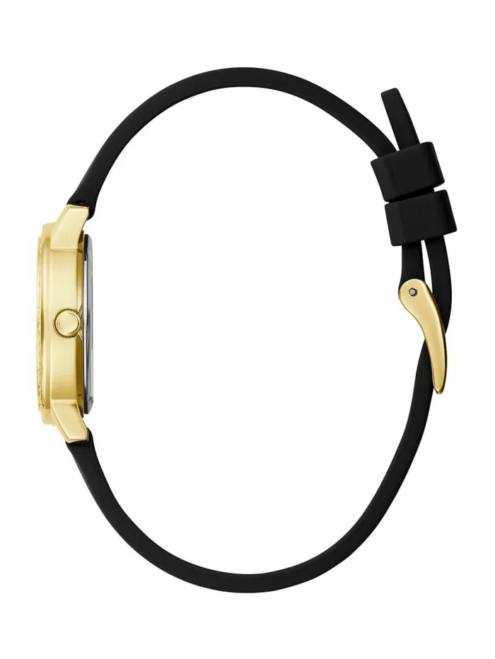 GUESS Watches Women GoldTone and Black Silicone Analog Watch Rose Gold GUESS Watches Women GoldTone and Black Silicone Analog Watch Rose Gold