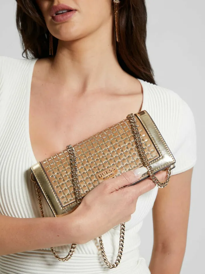 Handbags Gilded Glamour Mini Crossbody Clutch Gold 8211 GUESS Women Handbags Gilded Glamour Mini Crossbody Clutch Gold 8211 GUESS Women