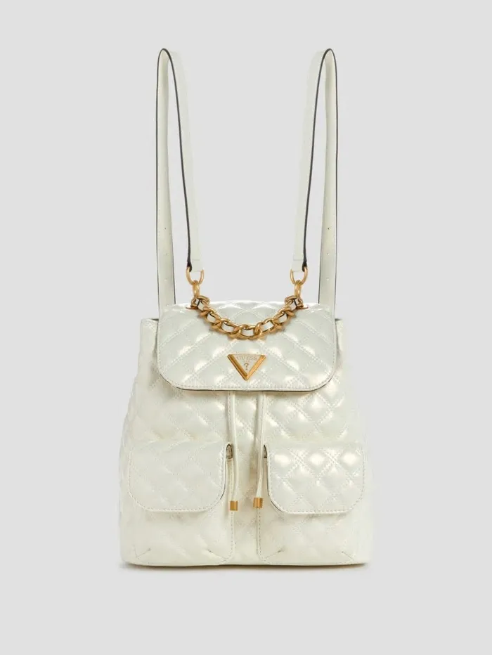 Handbags GUESS Women Giully Quilted Backpack Ivory