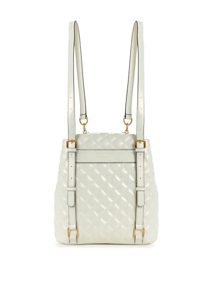 Handbags GUESS Women Giully Quilted Backpack Ivory Handbags GUESS Women Giully Quilted Backpack Ivory