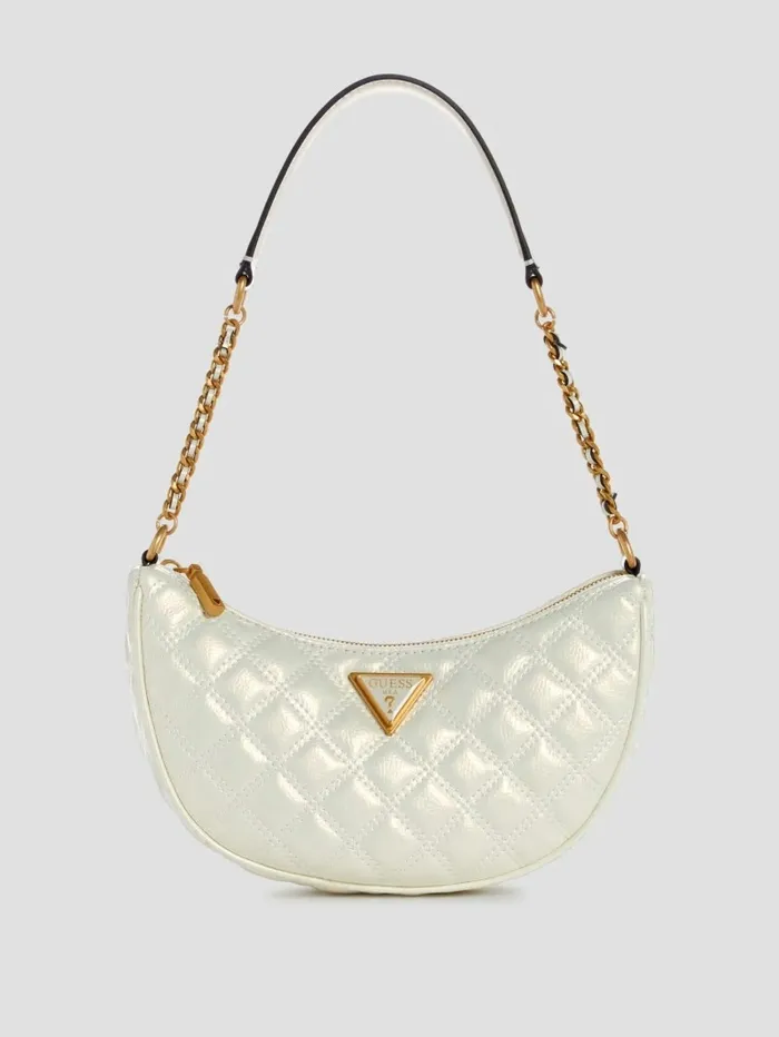 Handbags GUESS Women Giully Quilted Shoulder Bag Ivory