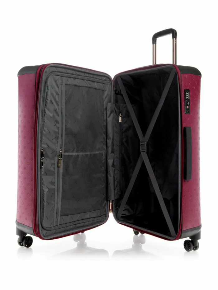 Handbags GUESS WomenMen Wilder Debossed 288243 8Wheel Suitcase Plum Handbags GUESS WomenMen Wilder Debossed 288243 8Wheel Suitcase Plum
