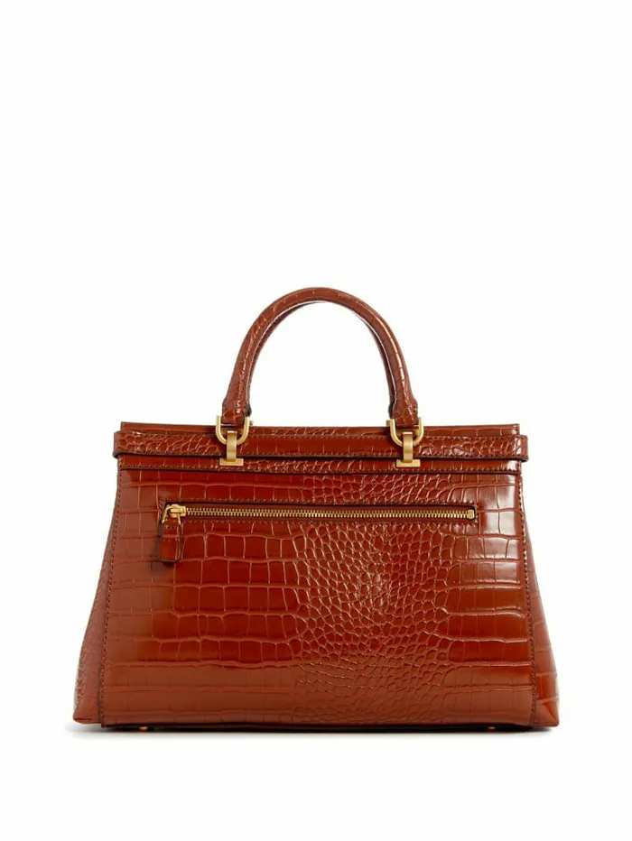 Handbags GUESS Women Sestri CrocodileEmbossed Satchel Cognac Handbags GUESS Women Sestri CrocodileEmbossed Satchel Cognac