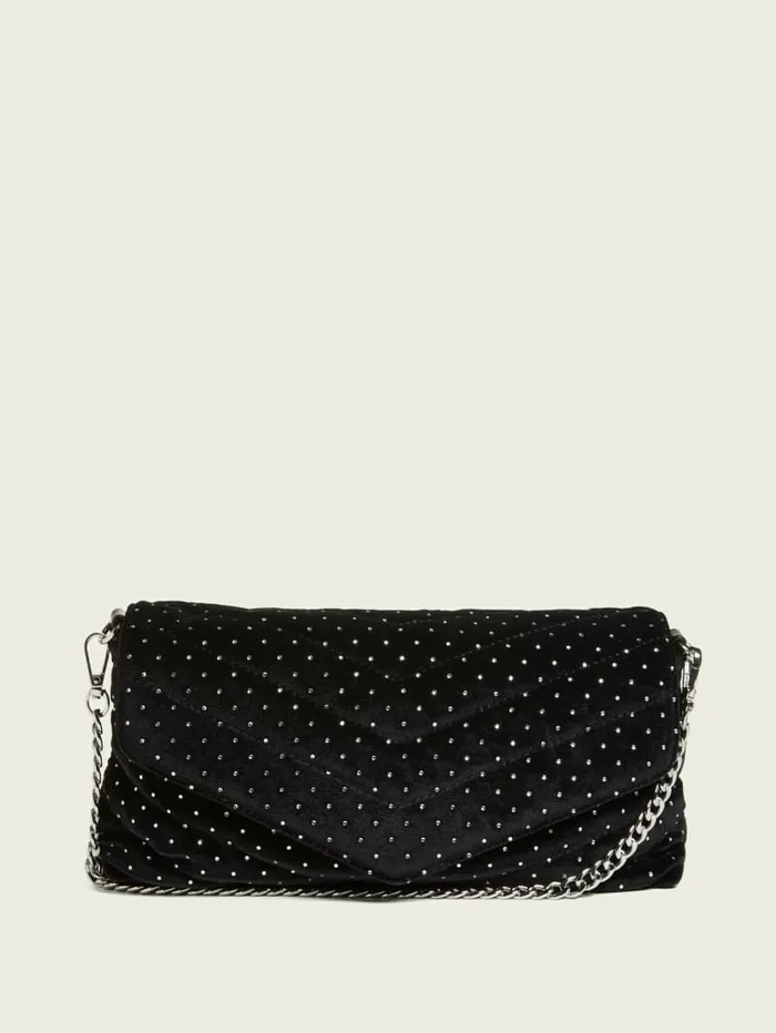 Handbags GUESS Women Zion Shine Quilted Clutch Black