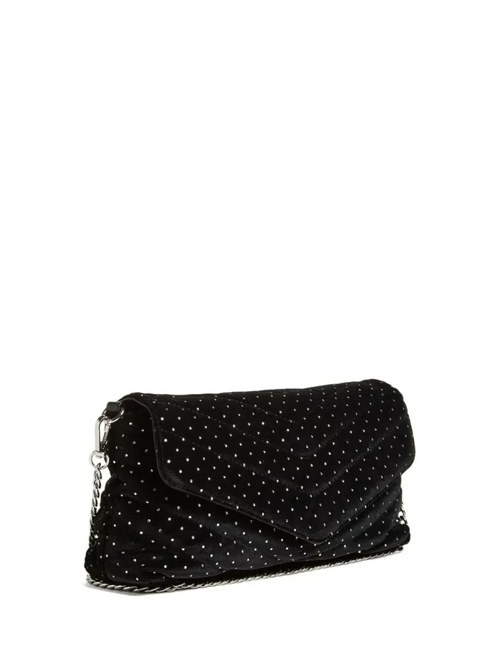 Handbags GUESS Women Zion Shine Quilted Clutch Black Handbags GUESS Women Zion Shine Quilted Clutch Black