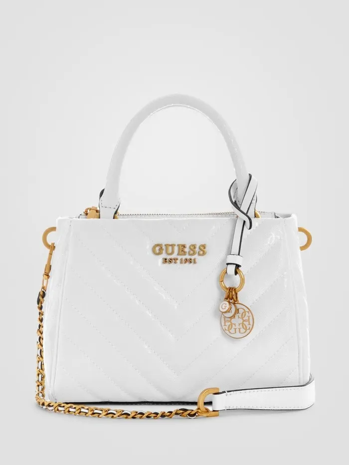 Handbags Jania Quilted Small Girlfriend Satchel White GUESS Women