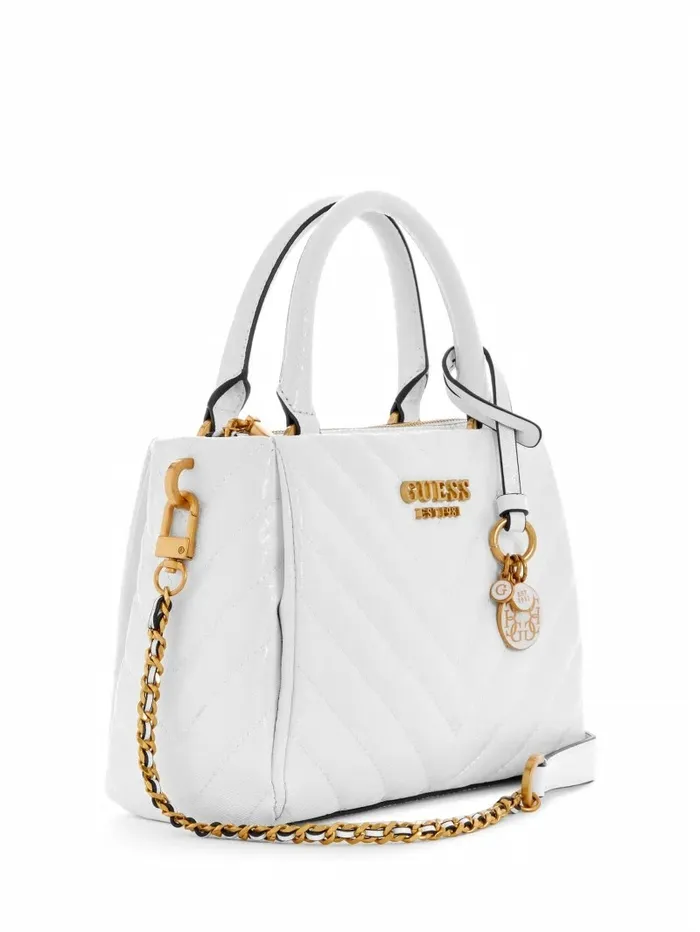 Handbags Jania Quilted Small Girlfriend Satchel White GUESS Women Handbags Jania Quilted Small Girlfriend Satchel White GUESS Women