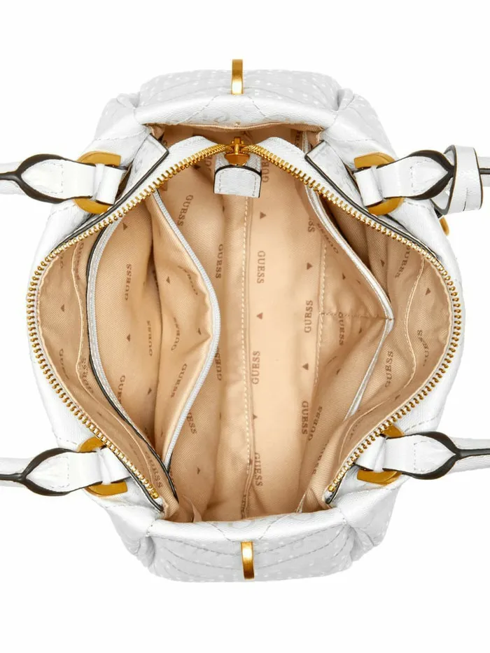 Handbags Jania Quilted Small Girlfriend Satchel White GUESS Women Handbags Jania Quilted Small Girlfriend Satchel White GUESS Women