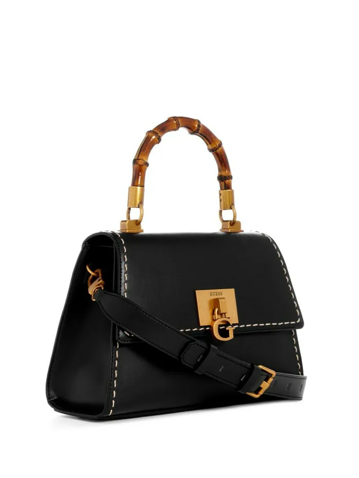Handbags Stephi Bamboo Handle Mini Satchel Black 8211 GUESS Women Handbags Stephi Bamboo Handle Mini Satchel Black 8211 GUESS Women