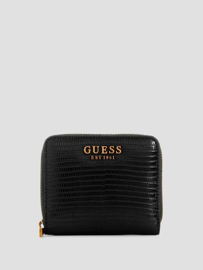 Handbags Women Ginevra Small ZipAround Wallet Black Floral Print GUESS