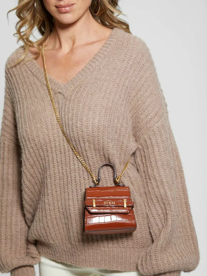Handbags Women GUESS Sestri CrocodileEmbossed Mini Crossbody Cognac Handbags Women GUESS Sestri CrocodileEmbossed Mini Crossbody Cognac