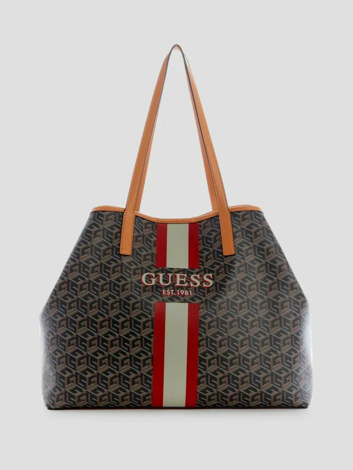 Handbags Women GUESS Vikky Large Tote Black Gold
