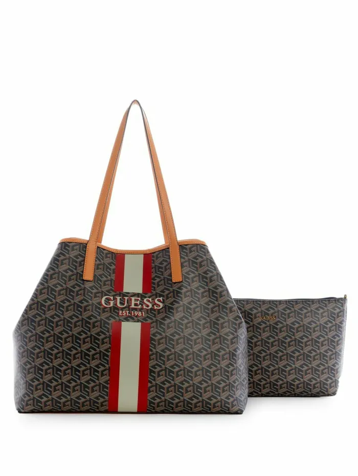 Handbags Women GUESS Vikky Large Tote Black Gold