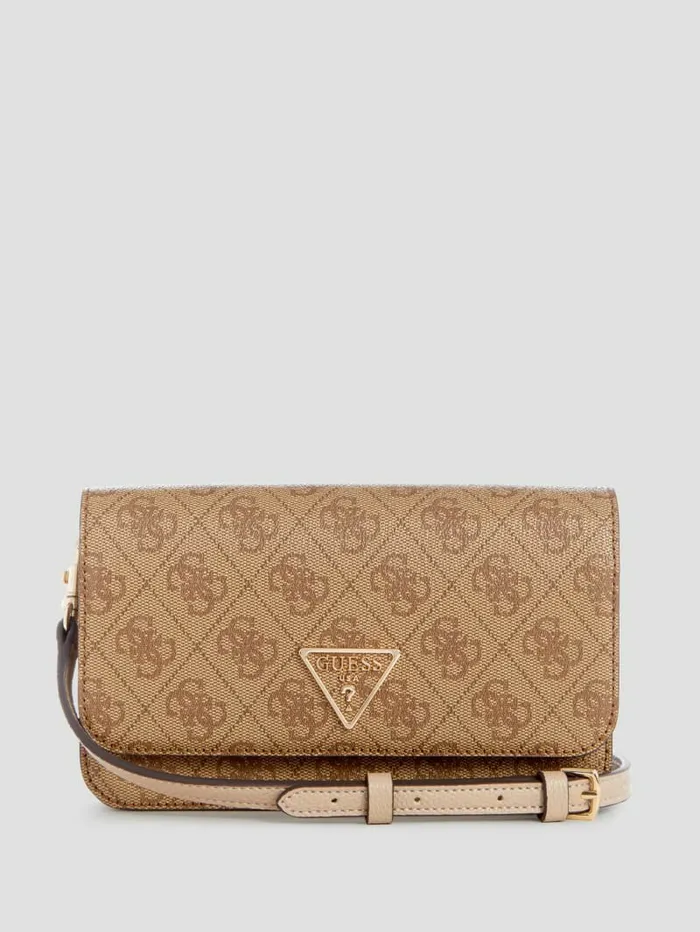 Handbags Women Noelle Quattro G Crossbody Organizer Wallet Latte Logo GUESS