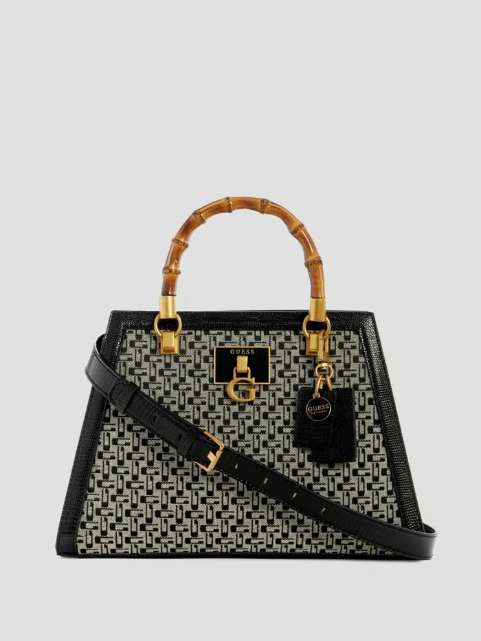 Handbags Women Stephi Jacquard Logo Bamboo Satchel Blossom GUESS