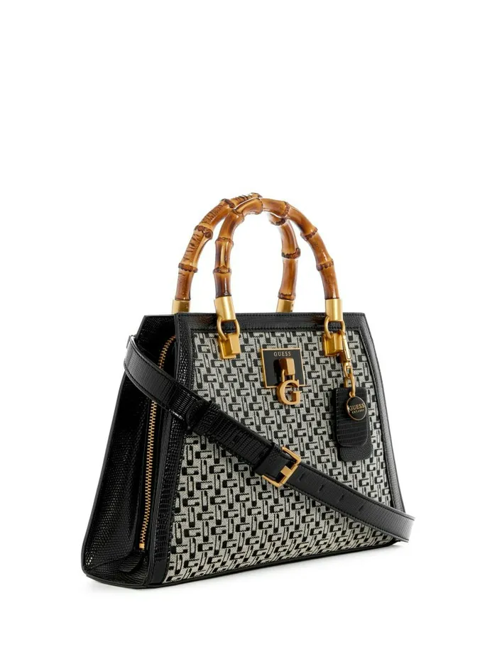 Handbags Women Stephi Jacquard Logo Bamboo Satchel Blossom GUESS
