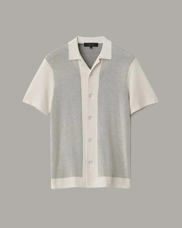 Harvey Knit Camp Shirt Ivory Black Shirts rag and bone Men