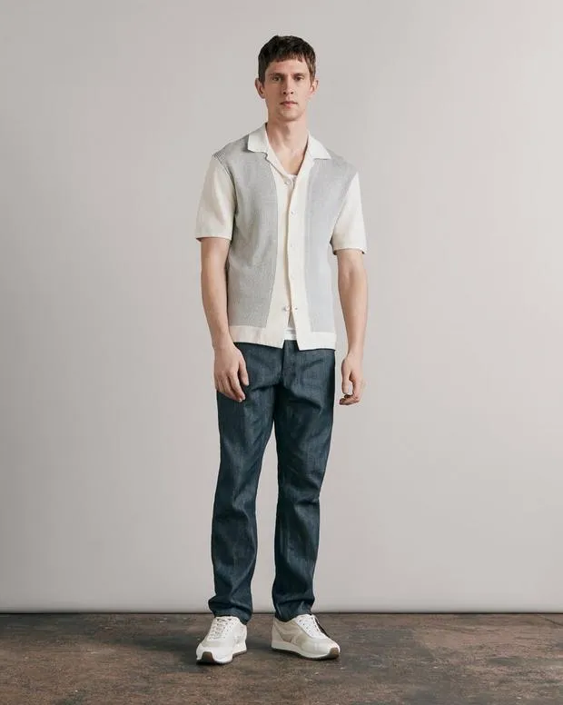 Harvey Knit Camp Shirt Ivory Black Shirts rag and bone Men