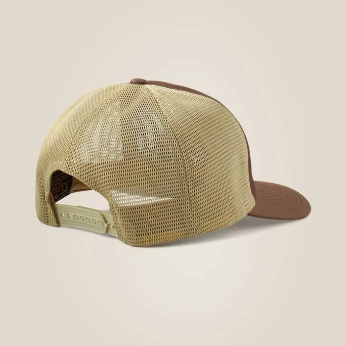 Hats and Caps Men Ariat Large Embossed Lgoo Mash Cap Brown