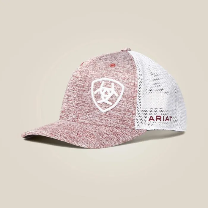 Hats and Caps Men Ariat Offset Shield Cap Maroon