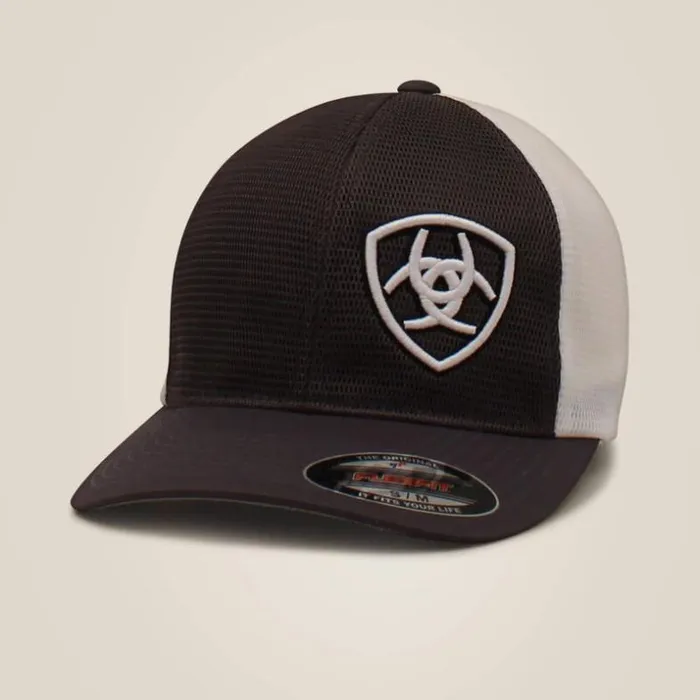 Hats and Caps Men Ariat Offset Shield Mech Cap Gray