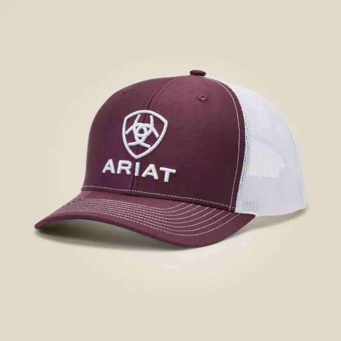 Hats and Caps Men Ariat Stacked Logo Cap Burgundywhite